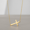 14k Yellow Gold Plain Cross Motif Necklace by Avera Group