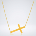 14k Yellow Gold Plain Cross Motif Necklace by Avera Group