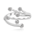 Sterling Silver Rhodium Finished White Cubic Zirconia Embellished Toe Ring by Avera Group