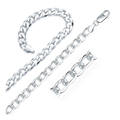 Rhodium Plated 7.9mm Sterling Silver Curb Style Chain by Avera Group