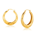 14k Yellow Gold Graduated Textured Hoop Earrings (1 inch Diameter) by Avera Group