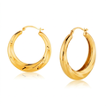 14k Yellow Gold Graduated Textured Hoop Earrings (1 inch Diameter) by Avera Group