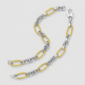 14k Two-Tone Gold Bracelet with Cable Textured Oval and Round Links by Avera Group