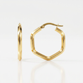 14k Yellow Gold Shiny Hexagon Hoop Earrings by Avera Group