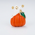 Pumpkin And Ghost Brooch With Crystals by Avera Group