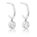 Avera 7mm Cz Plated Drop Hooplet Earrings in Silver by Avera Group