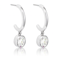 Avera 7mm Cz Plated Drop Hooplet Earrings in Silver by Avera Group