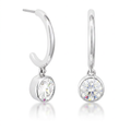 Avera 7mm Cz Plated Drop Hooplet Earrings in Silver by Avera Group