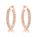Avera Dotted CZ Round Bezel Hoop Earrings in Pink by Avera Group