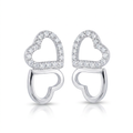 Avera Melded Hearts and Cubic Zirconia Stud Earrings by Avera Group