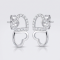 Avera Melded Hearts and Cubic Zirconia Stud Earrings by Avera Group
