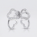 Avera Melded Hearts and Cubic Zirconia Stud Earrings by Avera Group