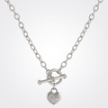 Avera Toggle Pave Heart Necklace in Polished Silver by Avera Group