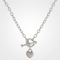Avera Toggle Pave Heart Necklace in Polished Silver by Avera Group
