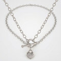Avera Toggle Pave Heart Necklace in Polished Silver by Avera Group