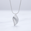 Avera Crystal Leaf Necklace in Polished Silver by Avera Group