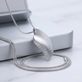Avera Crystal Leaf Necklace in Polished Silver by Avera Group