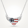 .14 Ct Patriotic Winged Heart Necklace with CZ Accents by Avera Group
