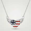 .14 Ct Patriotic Winged Heart Necklace with CZ Accents by Avera Group