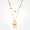 Avera Double Chain Faith Necklace In Polished Gold by Avera Group