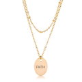 Avera Double Chain Faith Necklace In Polished Gold by Avera Group