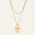 Avera Double Chain Love Necklace In Polished Gold Finish by Avera Group
