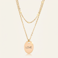 Avera Double Chain Love Necklace In Polished Gold Finish by Avera Group