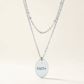 Avera Double Chain Faith Necklace In Sterling Silver by Avera Group