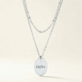 Avera Double Chain Faith Necklace In Sterling Silver by Avera Group