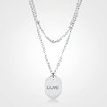 Avera Double Chain Love Necklace In Polished Silver by Avera Group