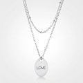 Avera Double Chain Love Necklace In Polished Silver by Avera Group