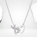 Avera Interlocking Heart Ribbon Pendant Necklace in Silver by Avera Group