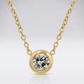 Avera Solitaire Bezel Cubic Zirconia Pendant Necklace Gold by Avera Group