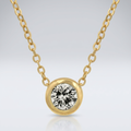 Avera Solitaire Bezel Cubic Zirconia Pendant Necklace Gold by Avera Group