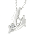 Avera Sterling Silver Dual Dolphin Pendant Necklace by Avera Group