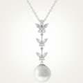Avera Butterfly Pearl Pendant Necklace for Women One Size Silver by Avera Group