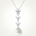 Avera Butterfly Pearl Pendant Necklace for Women One Size Silver by Avera Group