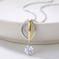 Avera Two-Tone Finish Raindrop Cubic Zirconia Pendant Necklace by Avera Group