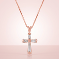 Avera Elegant Minimalist Cross Necklace In Pink by Avera Group