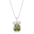 Avera Olivine Pendant with Bow Elegant Necklace by Avera Group