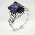 Avera Amethyst Princess Cut Statement Ring Size 5 by Avera Group