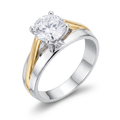 Avera Two-Tone Finish Solitaire Engagement Ring Size 5 Silver by Avera Group