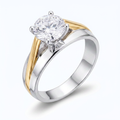 Avera Two-Tone Finish Solitaire Engagement Ring Size 5 Silver by Avera Group