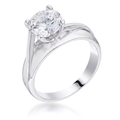 Avera Two-Tone Finish Solitaire Engagement Ring Size 5 Silver by Avera Group