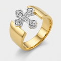 Avera Two-Tone Finish Cross Ring in Gold and Silver by Avera Group