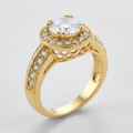 Avera Pave Halo Vintage Crown Ring in 14k Gold by Avera Group