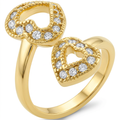 Avera Dual Pave Hearts Ring in Polished Gold Finish by Avera Group