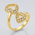 Avera Dual Pave Hearts Ring in Polished Gold Finish by Avera Group