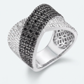 Avera Cross Pattern Cocktail Ring in Grey Statement Jewelry by Avera Group