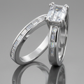 Avera Princess Baguette Wedding Set in Sterling Silver by Avera Group